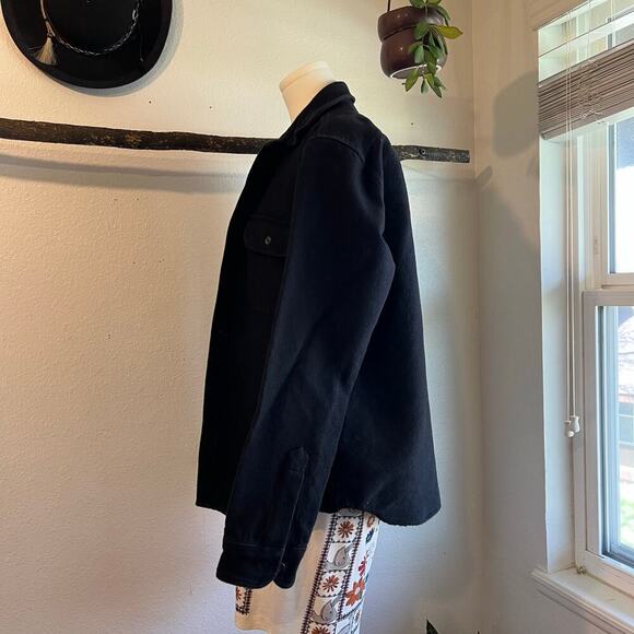 J.Crew Black Heavyweight Cotton Slim Button Front Shacket Shirt Size Large - Picture 5 of 10